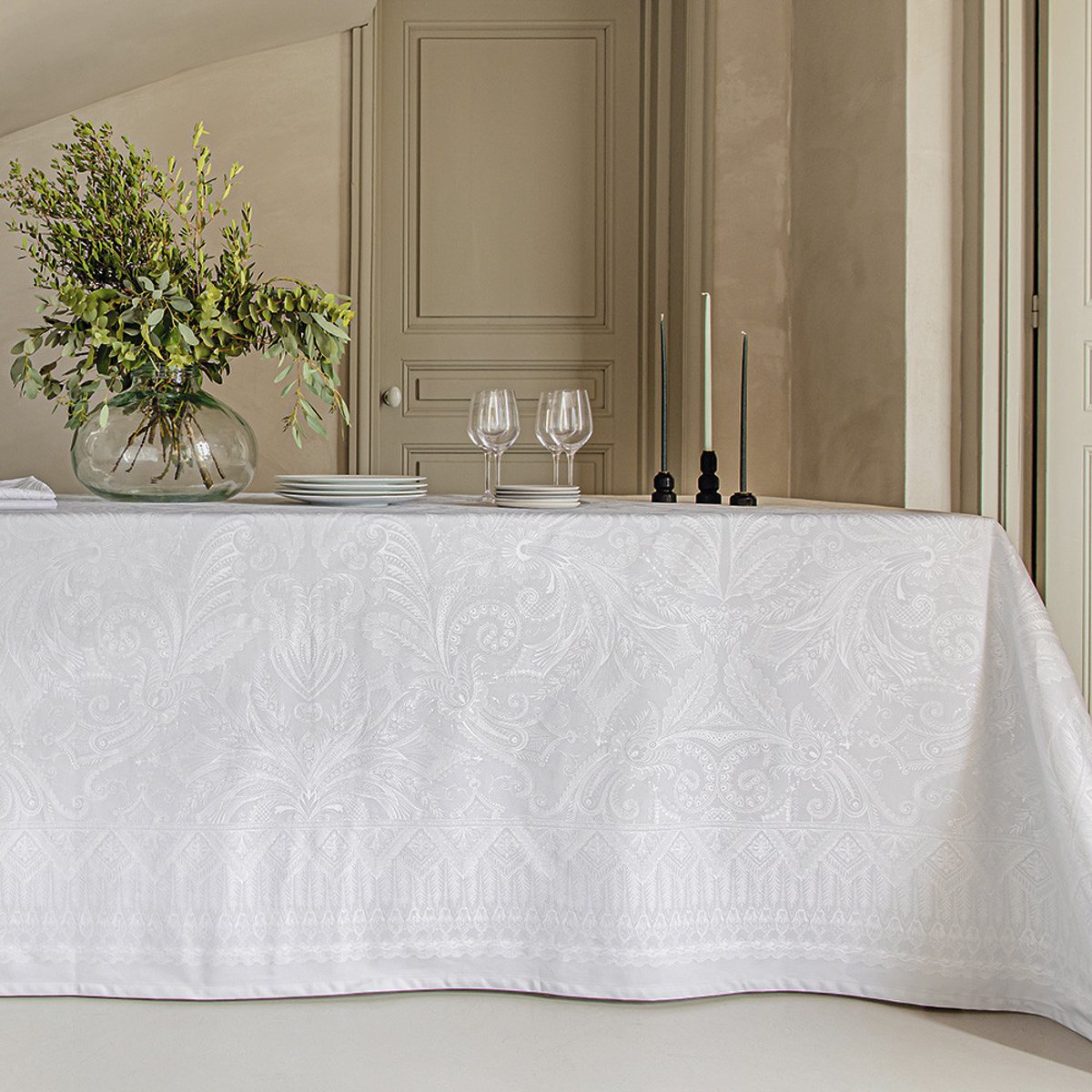 Set pur coton antitache GRACE perle, GARNIER THIEBAUT