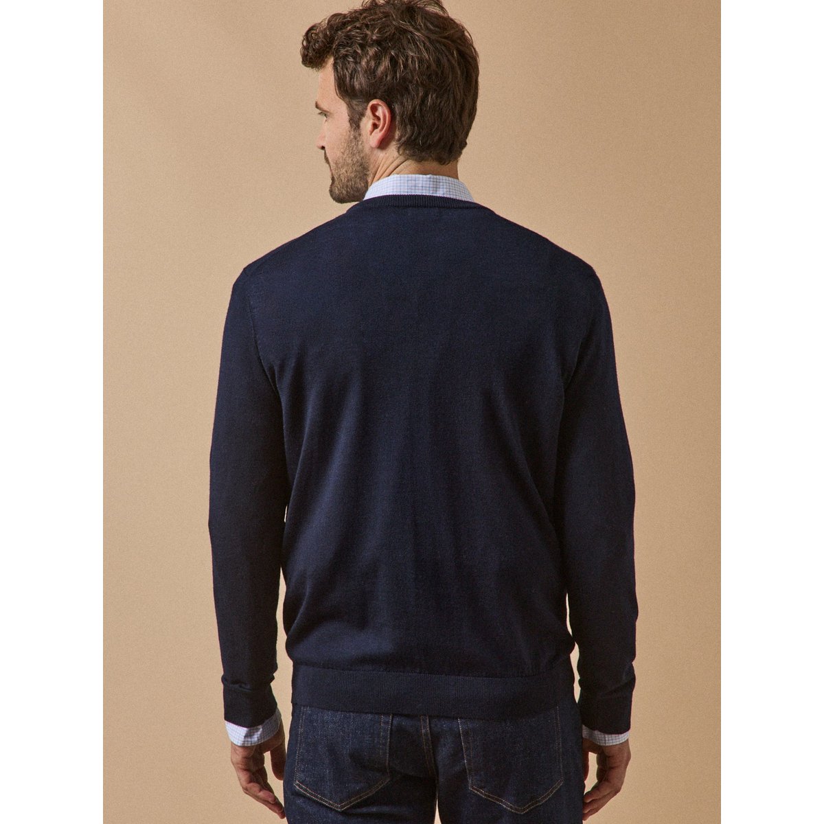 Pull fin col rond laine mérinos encre, CYRILLUS