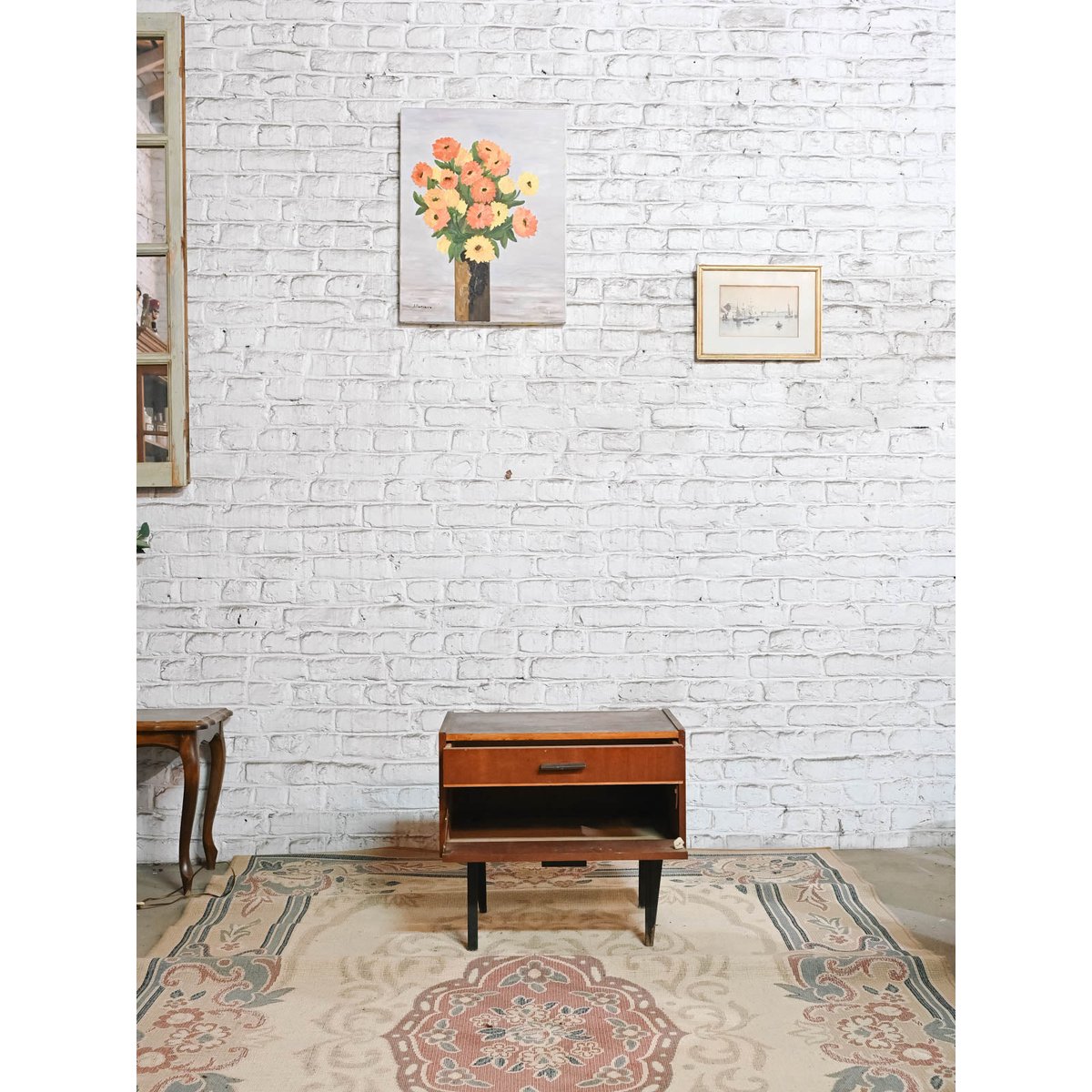 Table de chevet scandi Maïa N°1563 - Bon état bois foncé, DEBONGOUT