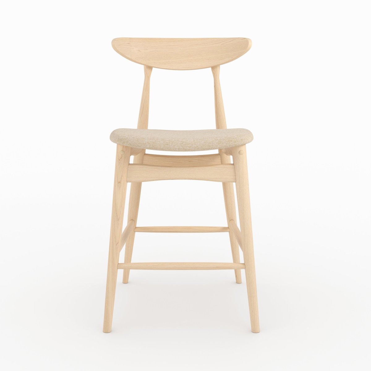 Lot de 2 chaises pour ilot central 63,5 cm en tissu et bois d'hévéa - JOSETTE beige, MAISON PAVANE