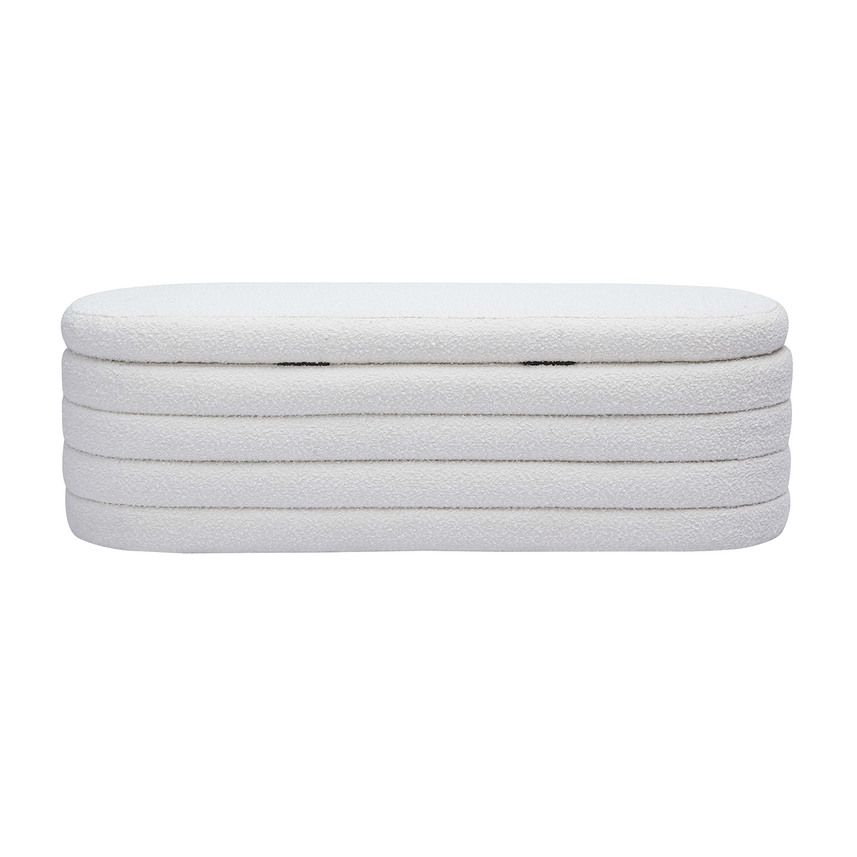 Banc coffre en tissu effet laine bouclée blanc L125 cm NAVY blanc, MILIBOO