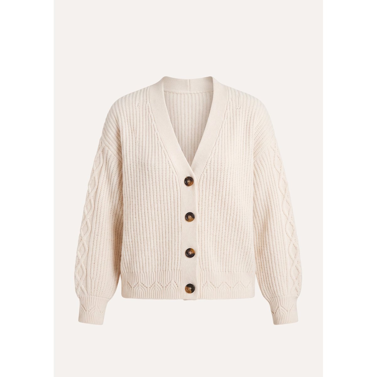 Gilet court manches longues col V ecru, LA FEE MARABOUTEE