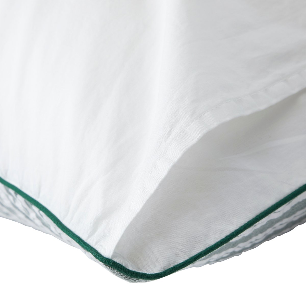 Taie d'oreiller en percale de coton seersucker, L SEERLINE vert, LACOSTE HOME