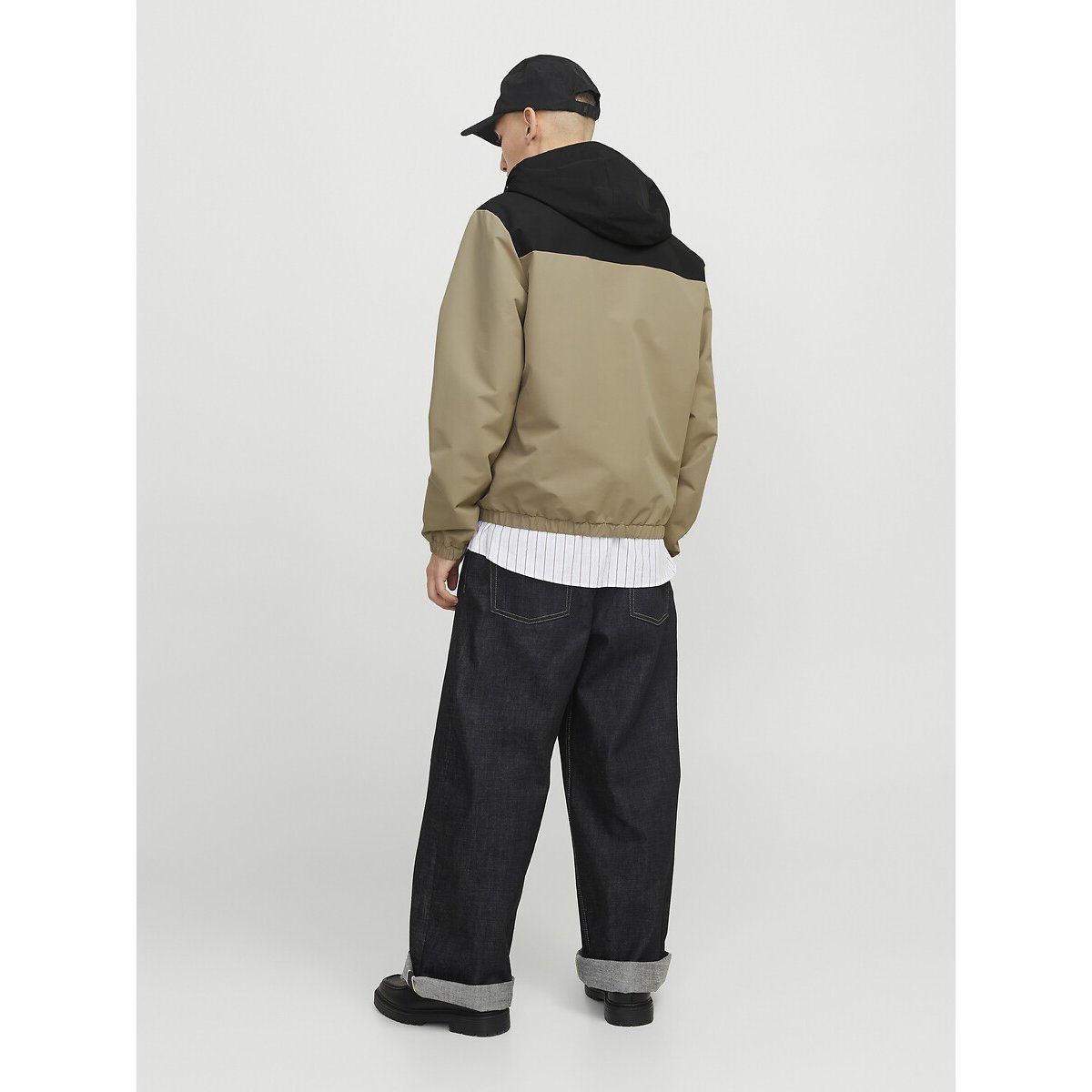 Licht jasje met kap beige/zwart, JACK & JONES