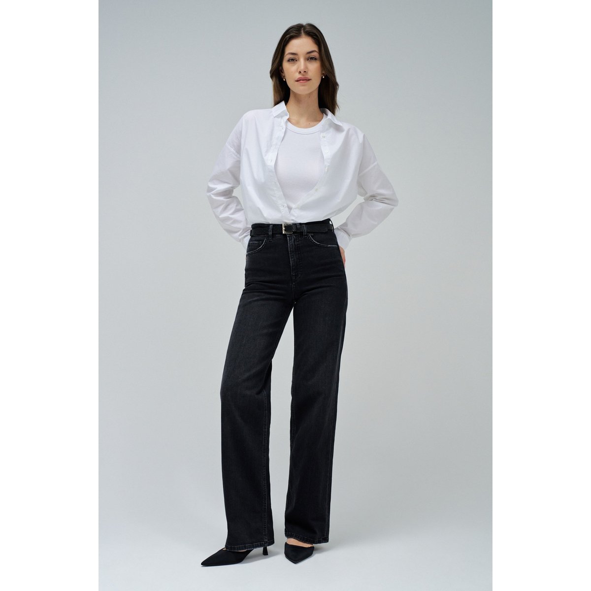 JEAN FAITH PUSH IN WIDE noir, SALSA JEANS