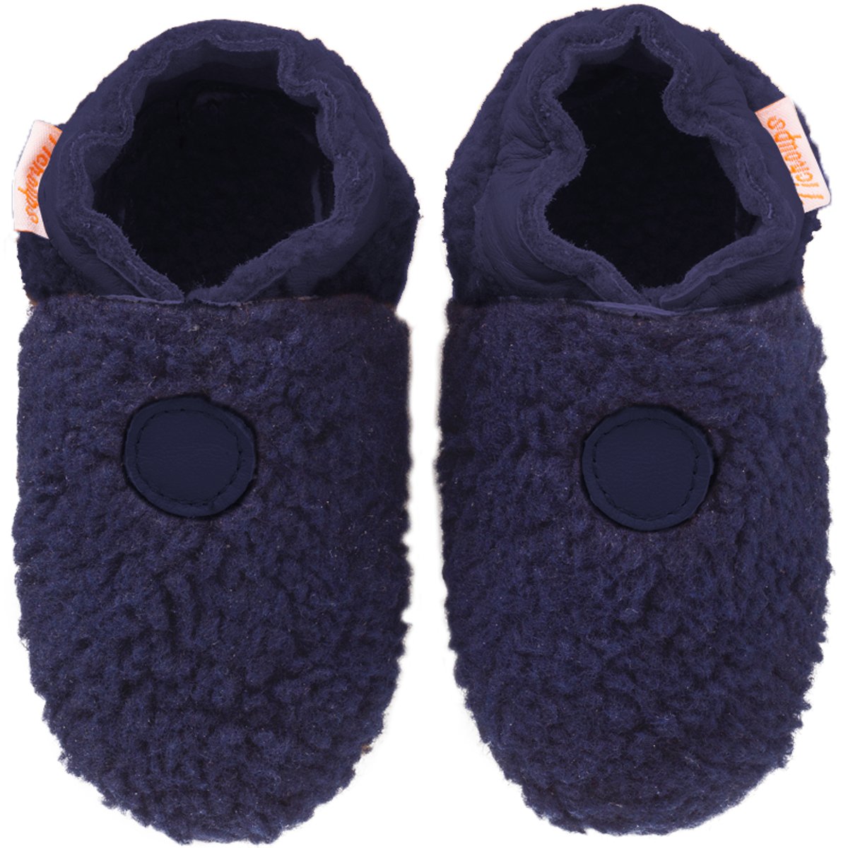 Chaussons bébé cuir souple Bouclettes bleu, TICHOUPS