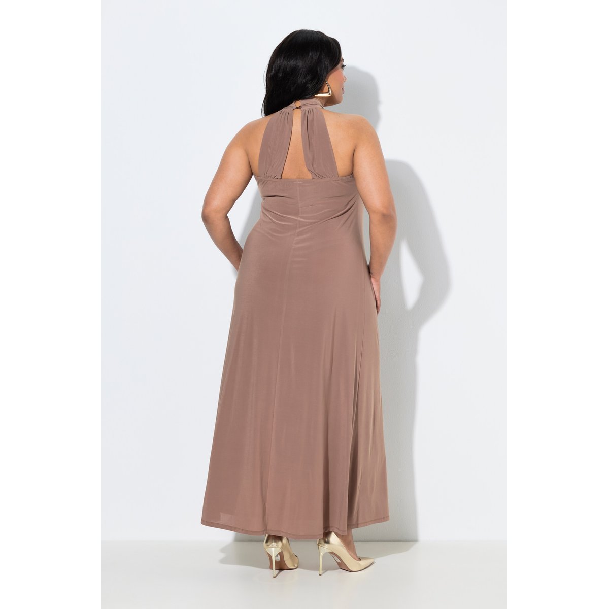 Robe maxi avec drapé marron clair, ULLA POPKEN