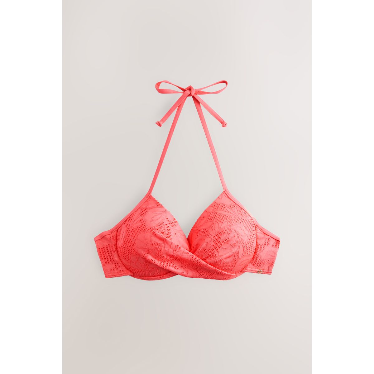 Haut de bikini rembourré à armatures dentelle rose corail, NEXT