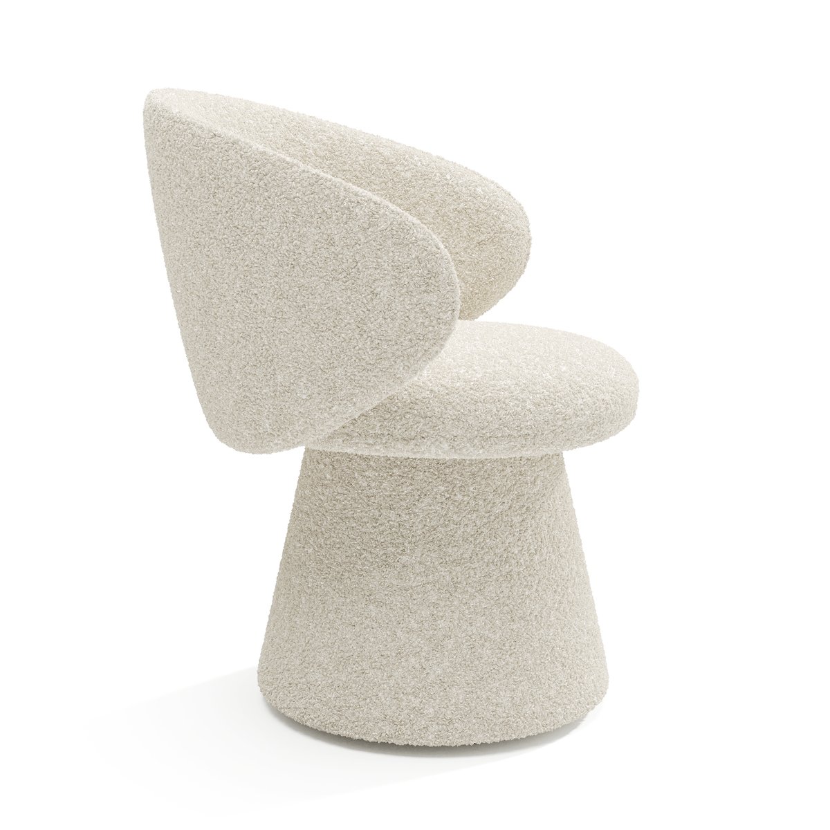 Fauteuil de salon rotatif 180° bouclette crème en tissu bouclette FLARE crème, SIA HOME