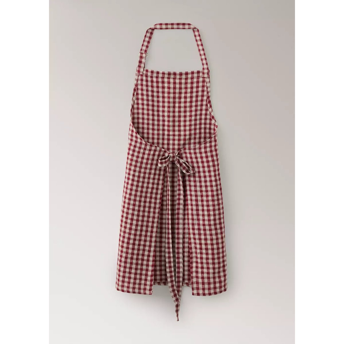 Tablier de Noël 100 % lin à carreaux rouge, MANGO HOME