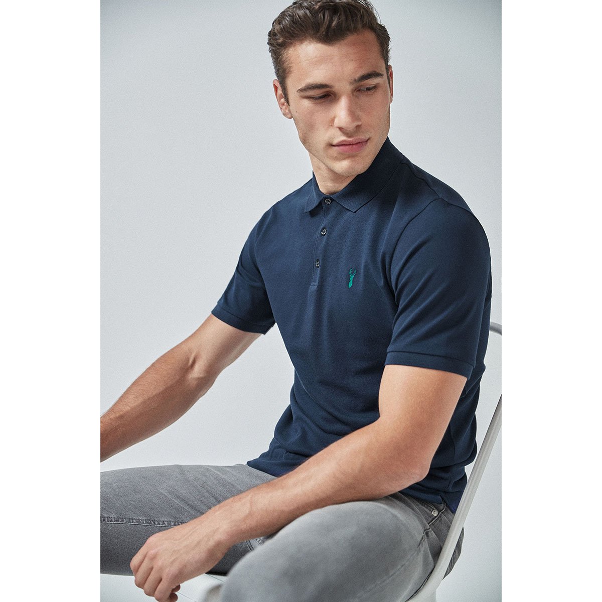 Polo En Piqué Stretch marine, NEXT