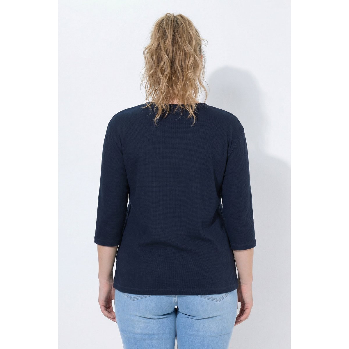 Sweat-shirt en piqué de coton bio marine, ULLA POPKEN