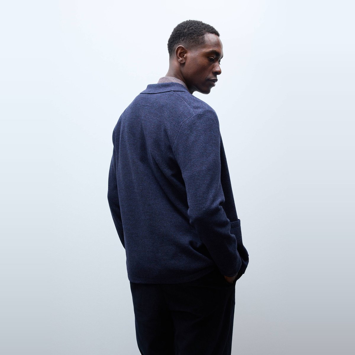 Gilet col polo en coton BIO GOTS et laine marine chine, MONOPRIX