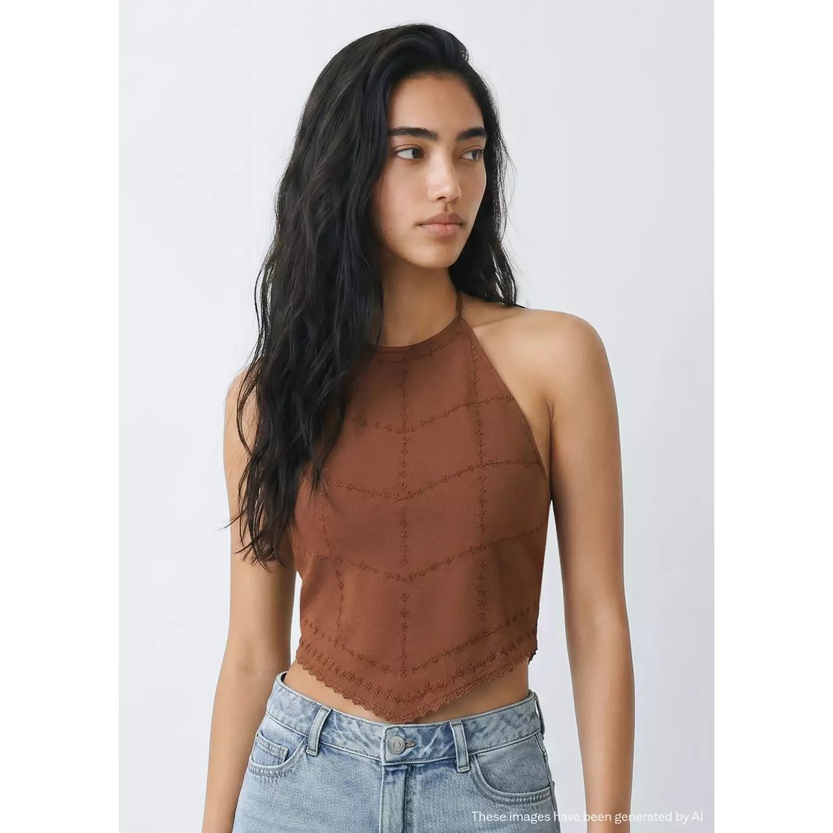 Top emmanchures américaines franges rouge-orangé, MANGO TEEN