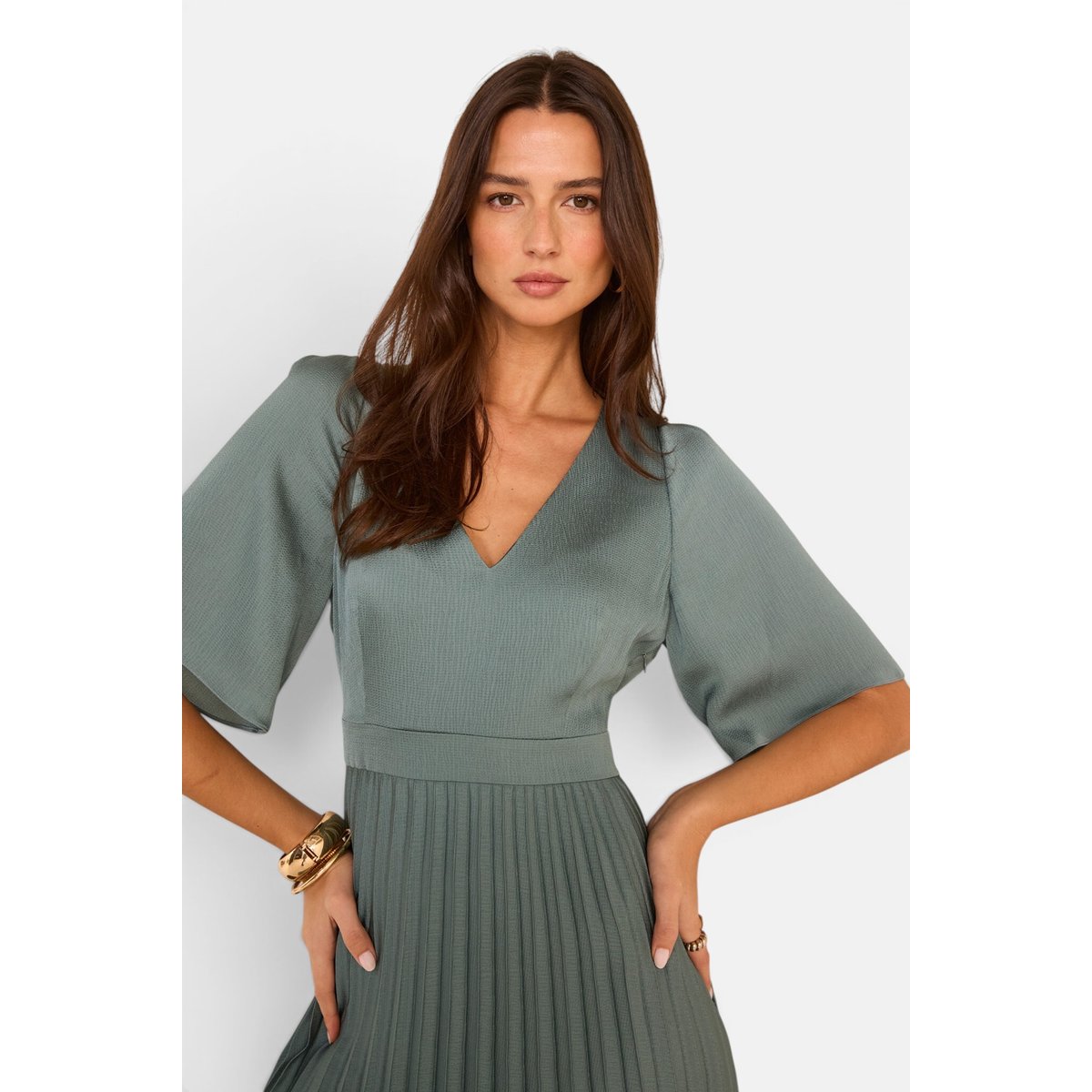 Robe longue plissée BILLIE petrole, Maison 123