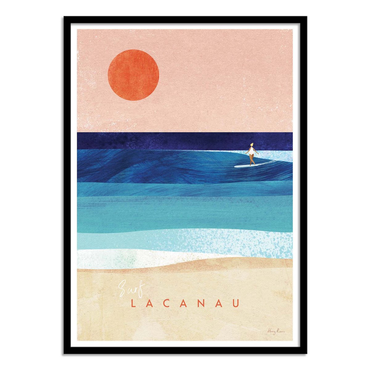 Affiche d'art - Surf Lacanau - Henry Rivers couleur unique, WALL EDITIONS