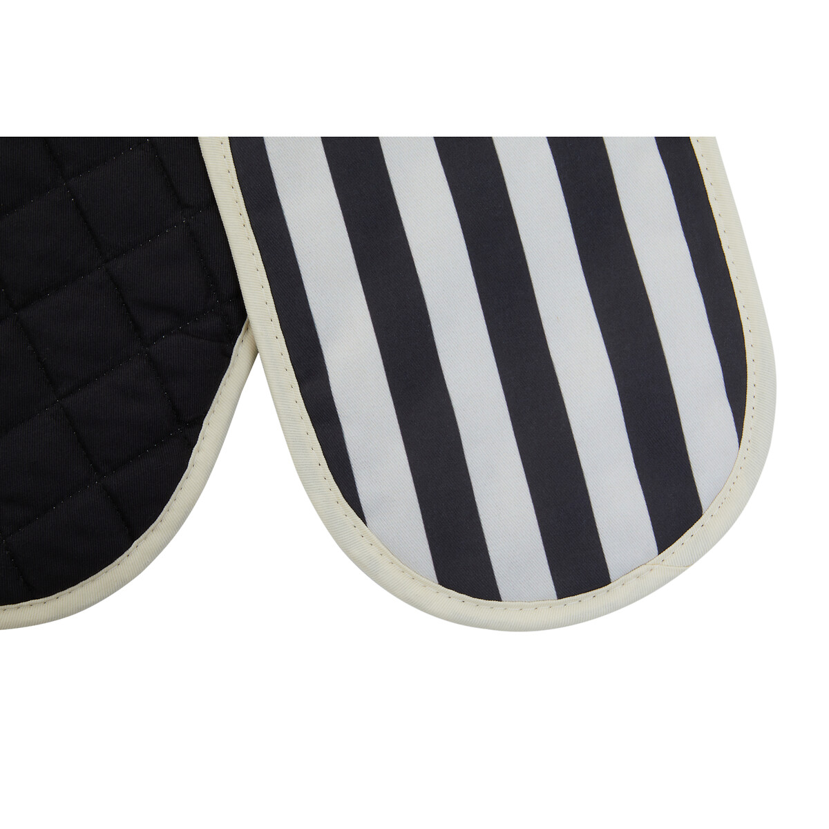 Cotton Double Oven Glove in Stripe black, SO'HOME