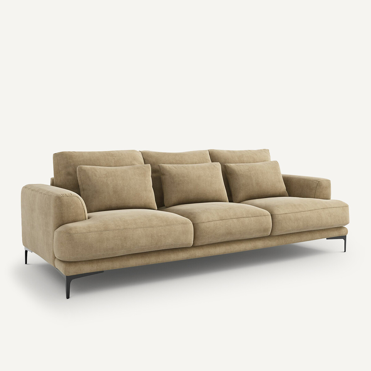 4-zits sofa in stonewashed fluweel, Marsile grijs shiitaké, AM.PM