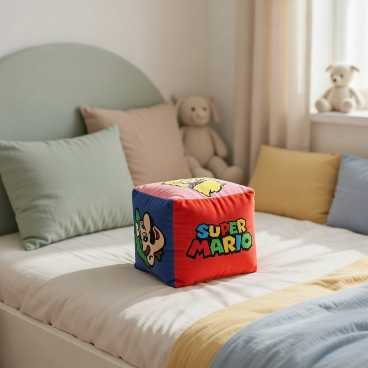 Coussin cube, MARIO 6 FACES rouge, SUPER MARIO