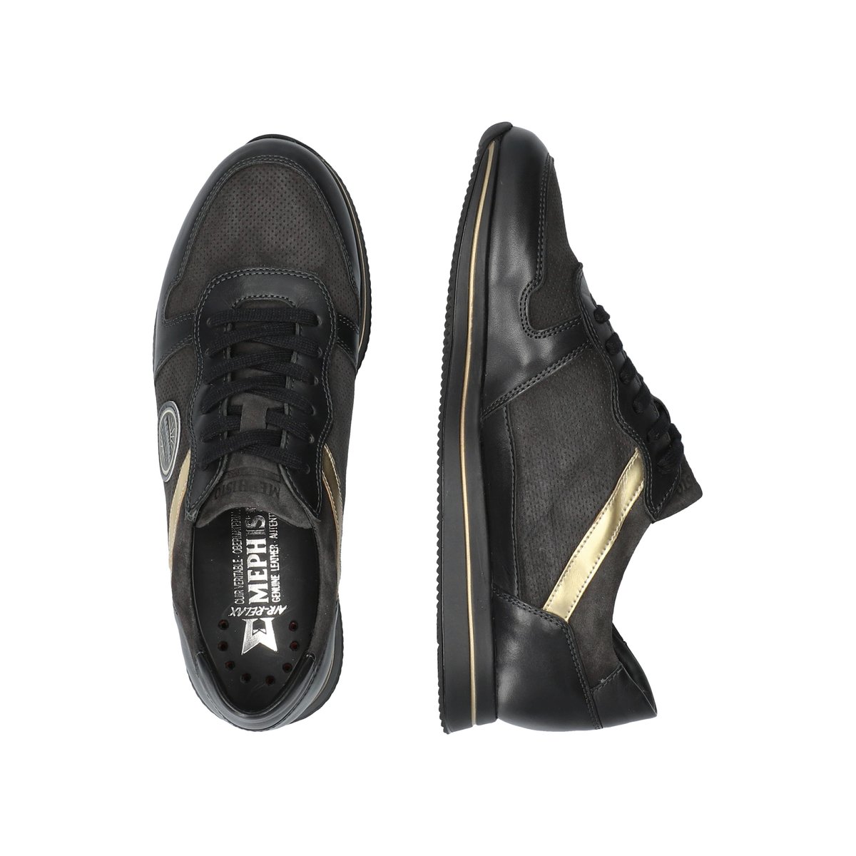 Baskets en cuir LORA gris carbone 5140, MEPHISTO