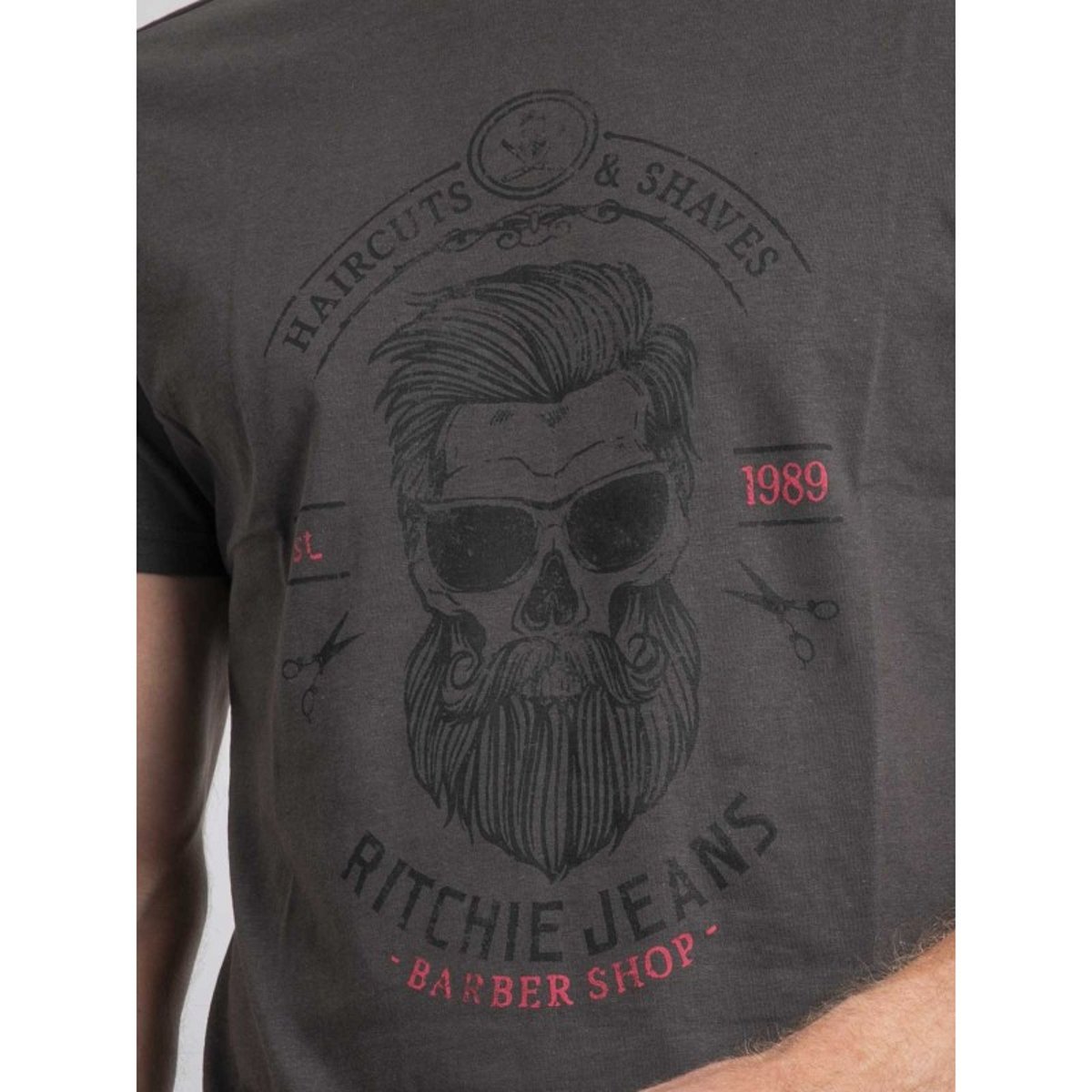 T-shirt Col Rond Pur Coton Jusix gris, RITCHIE