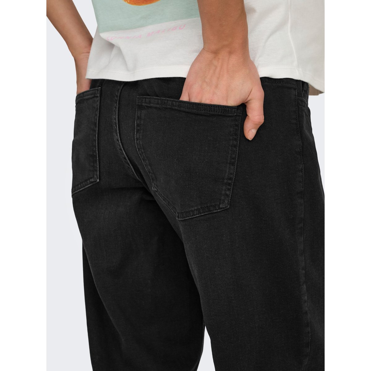 Jean Coupe Droite washed black, ONLY