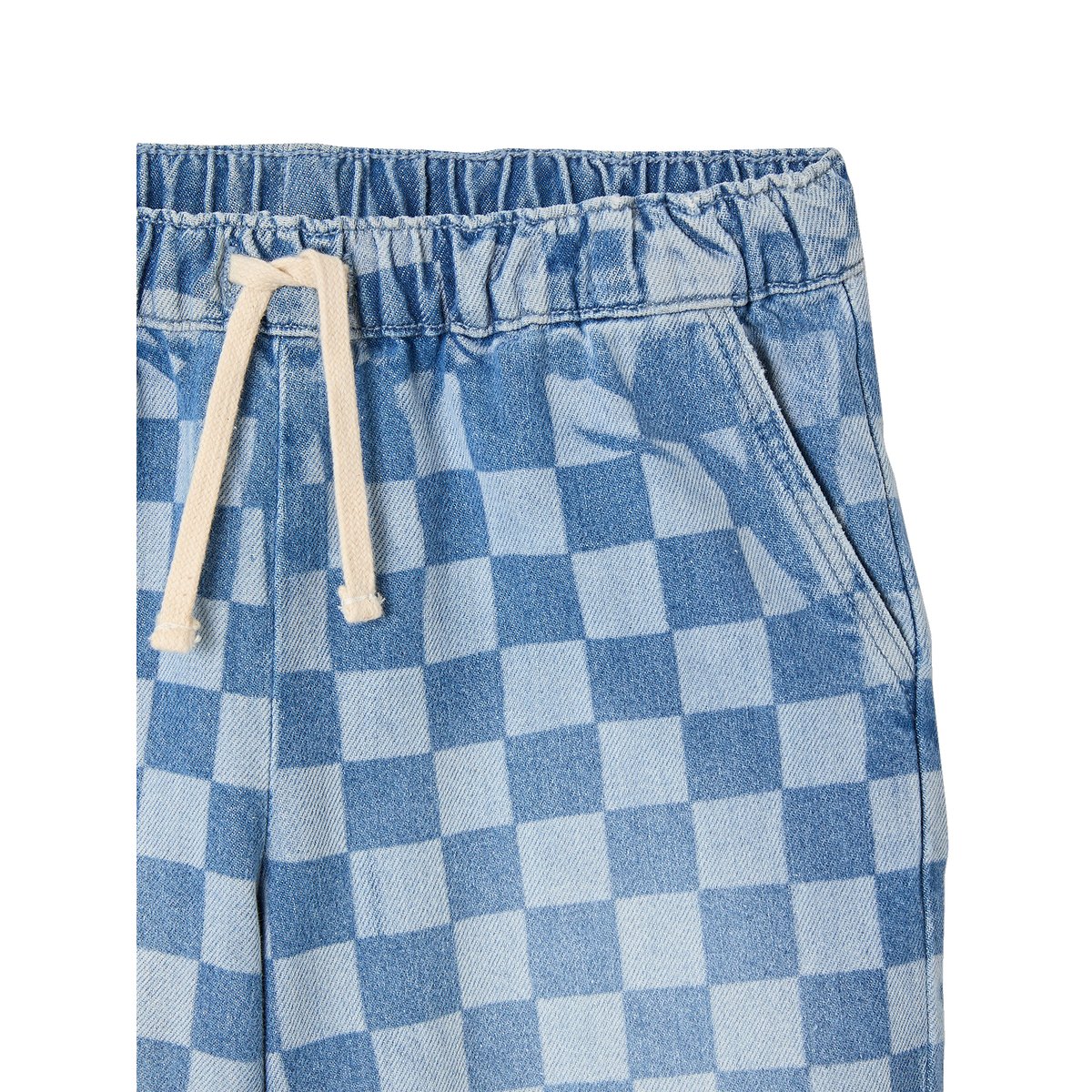 Bermuda motif damier forme loose denim bleached, JONEN
