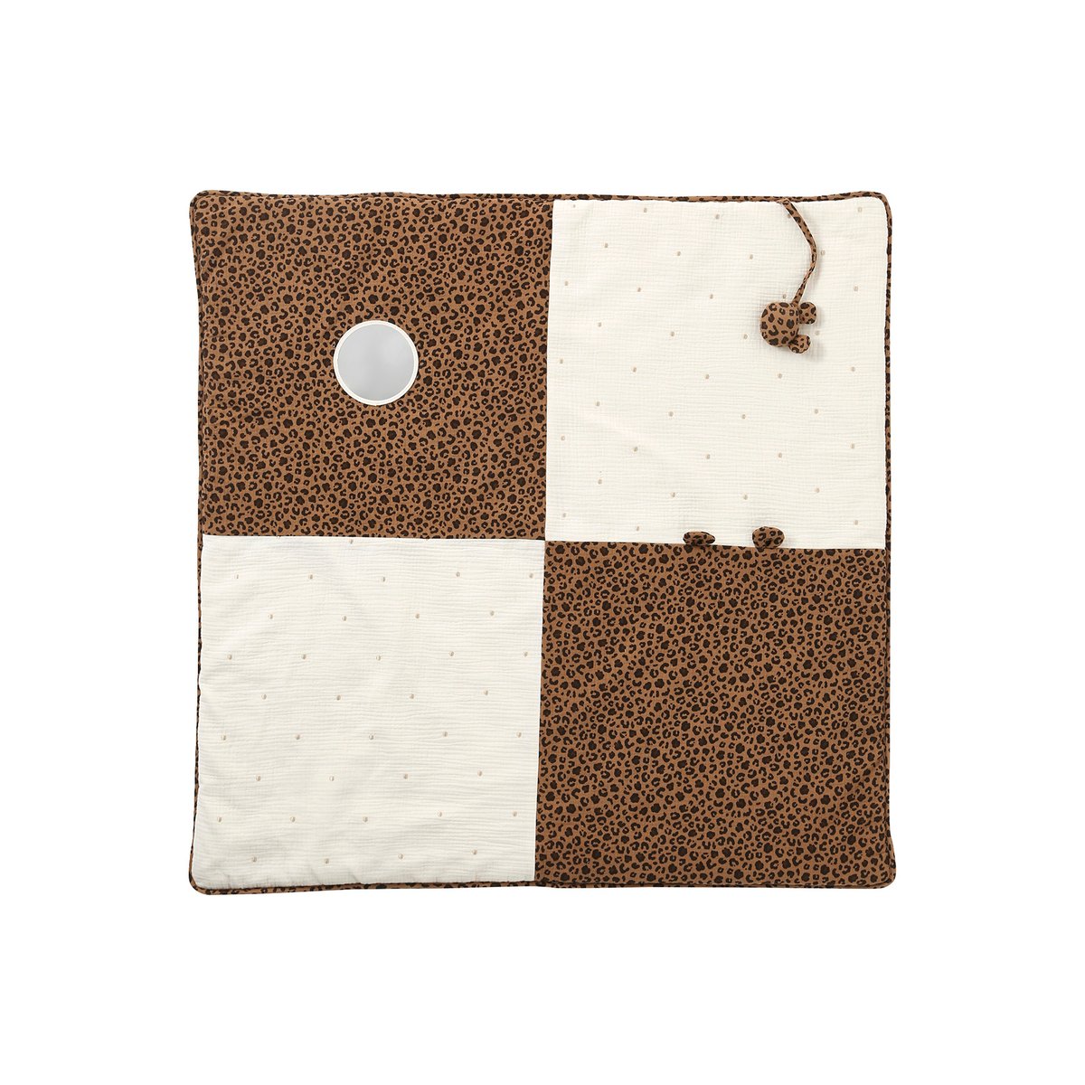 Tapis d'éveil léopard en gaze de coton beige, ENVIE DE FRAISE