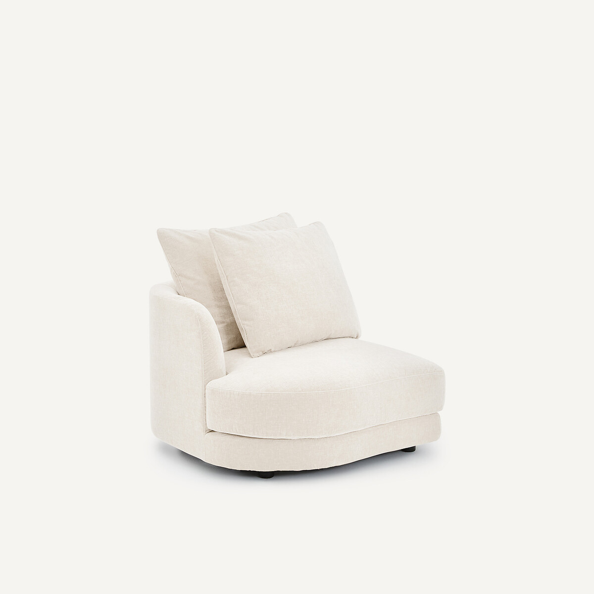 Linkes Sofa-Halbmodul, modular, aus Chenille-Samt, TIBERIO weiss, AM.PM