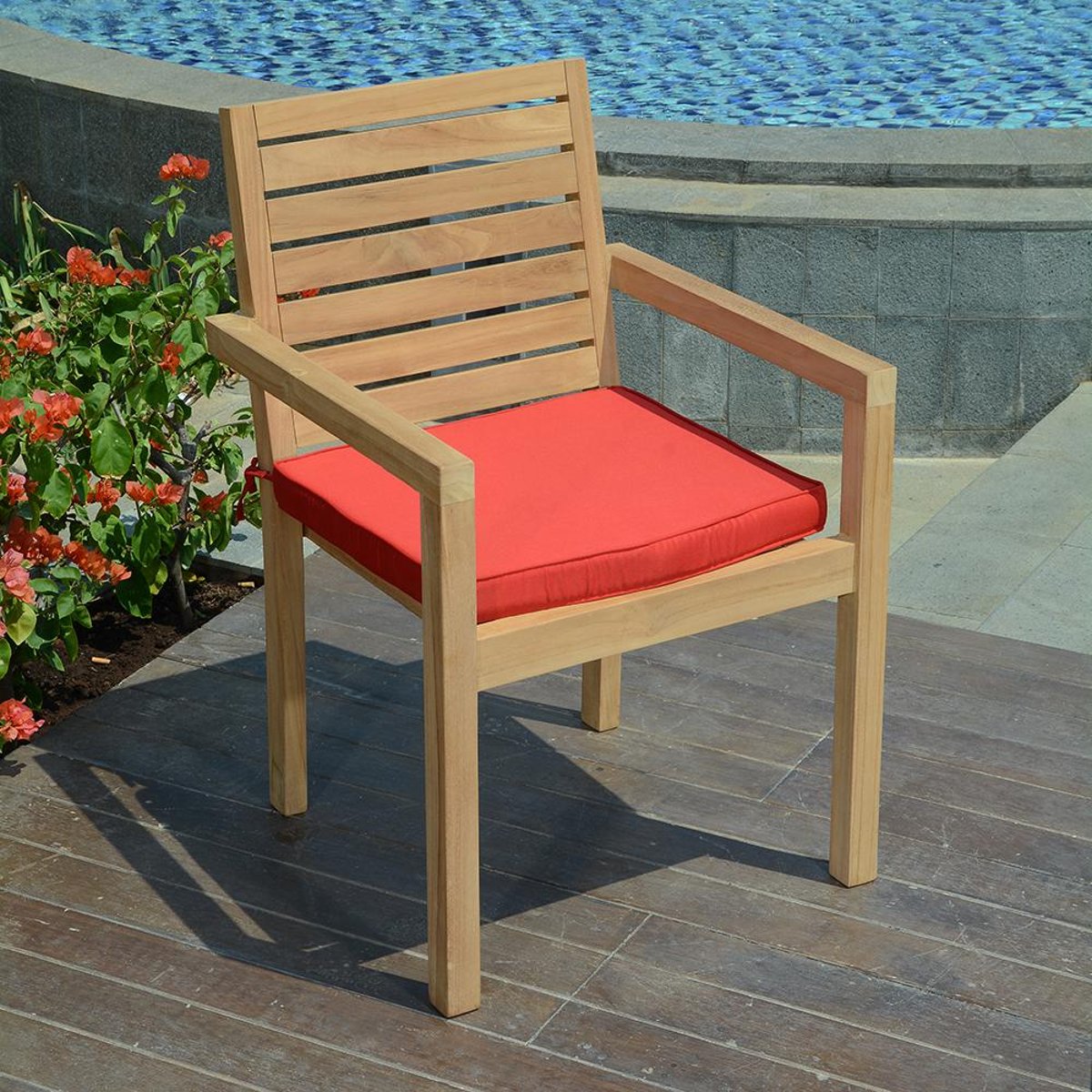 Fauteuil fixe empilable en teck Tivoli naturel, TECK ATTITUDE