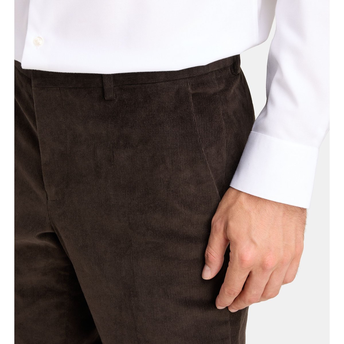 Pantalon de costume ajusté beroi velours côtelé coton marron, COMPTOIR GL