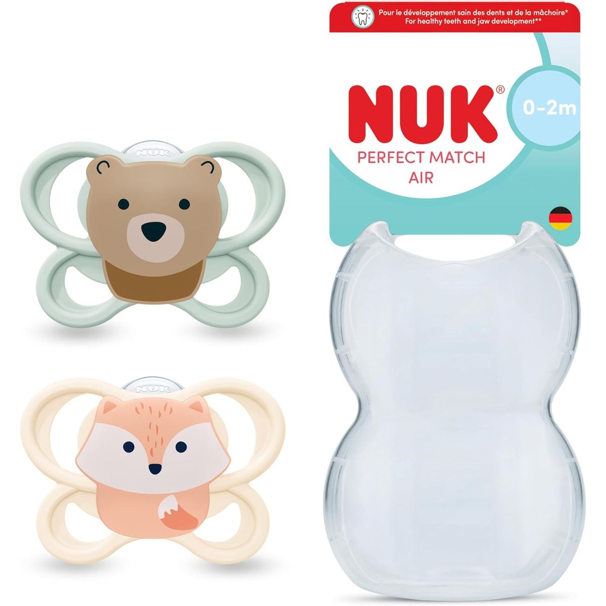 Lot de 2 sucettes Perfect Match Air 0-2 mois Renard / Ours - Nuk couleur unique, NUK