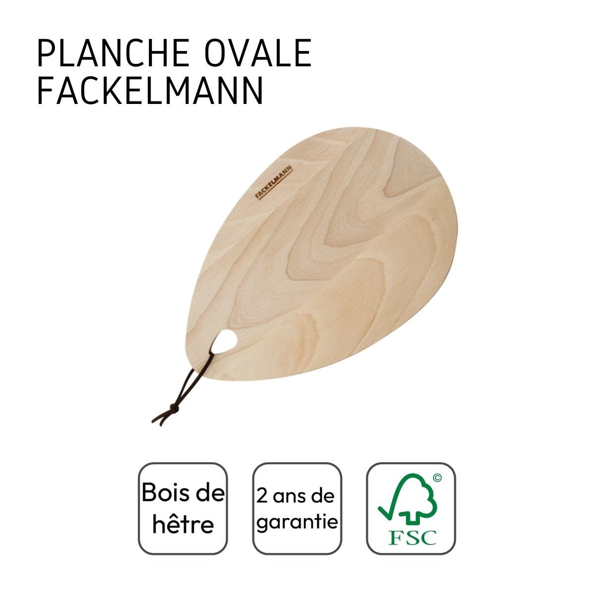 Planche à découper ovale ECO FRIENDLY bois brun, FACKELMANN