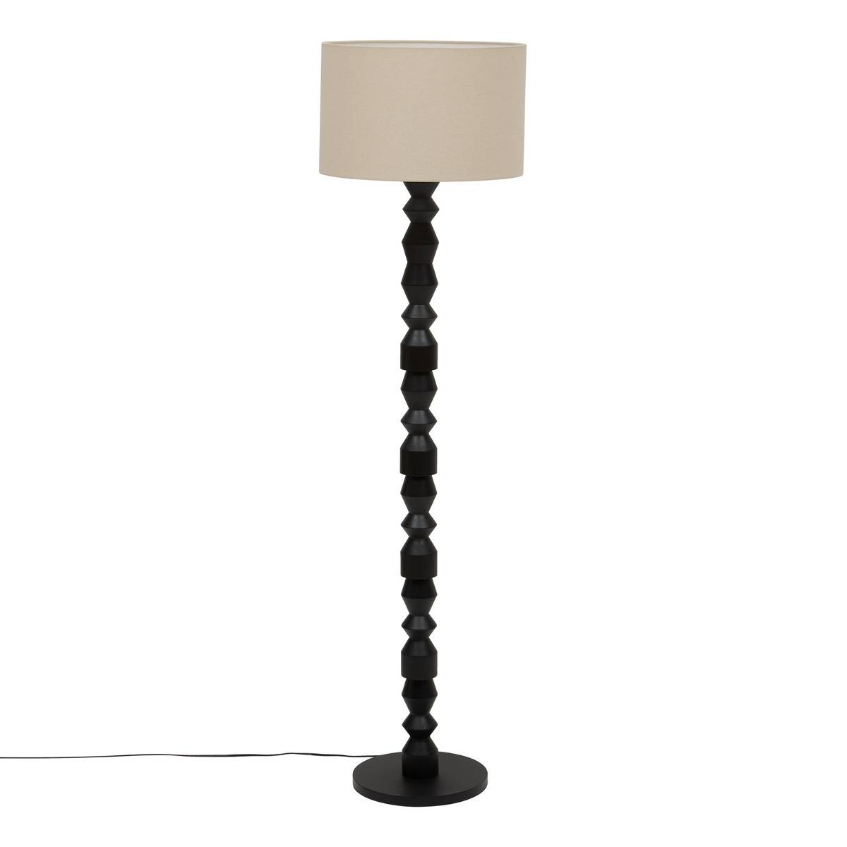 Lampadaire cylindrique en hévéa YULIA noir, ATMOSPHERA