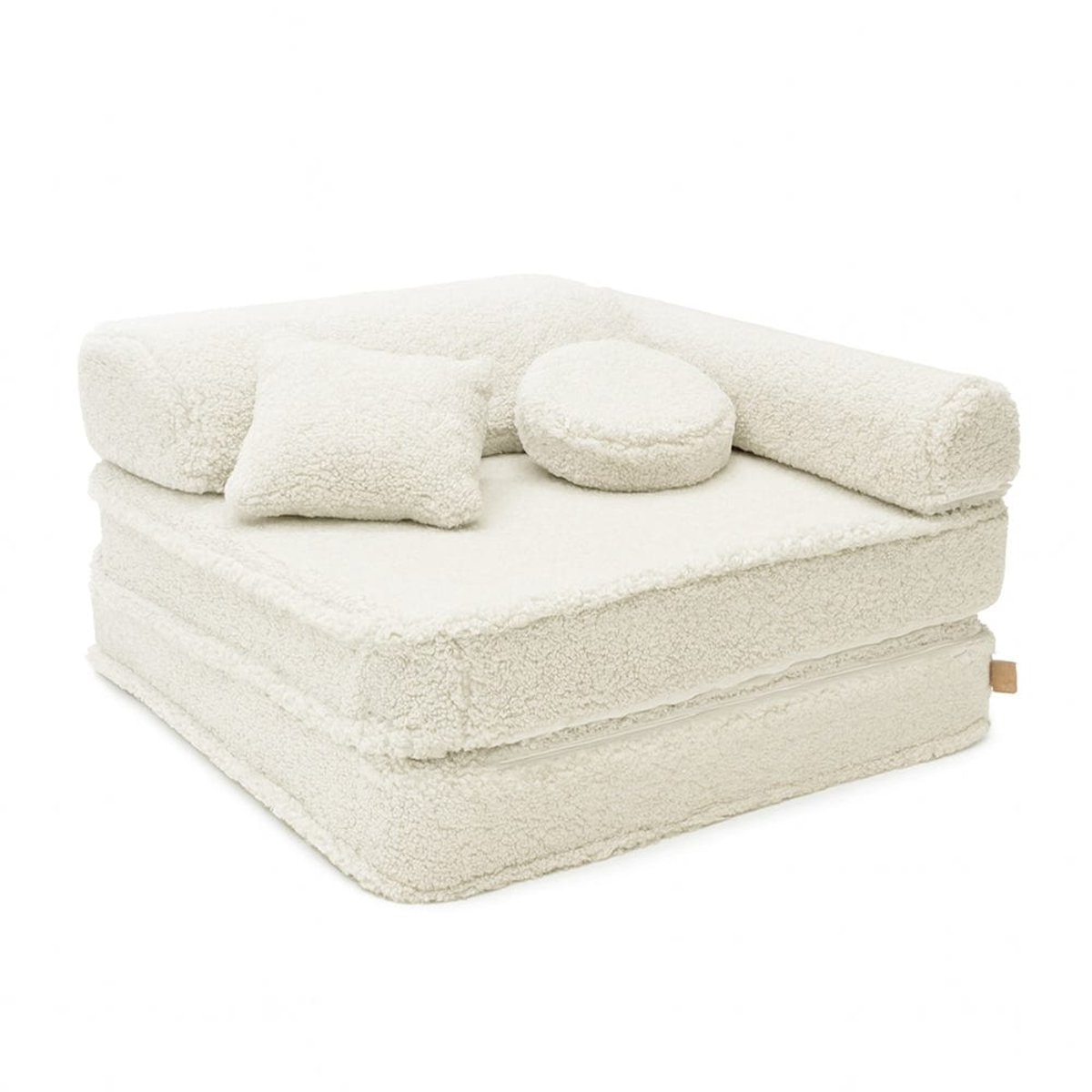 Fauteuil modulable enfant peluche ultra douce BEARLY crème, MEOW BABY