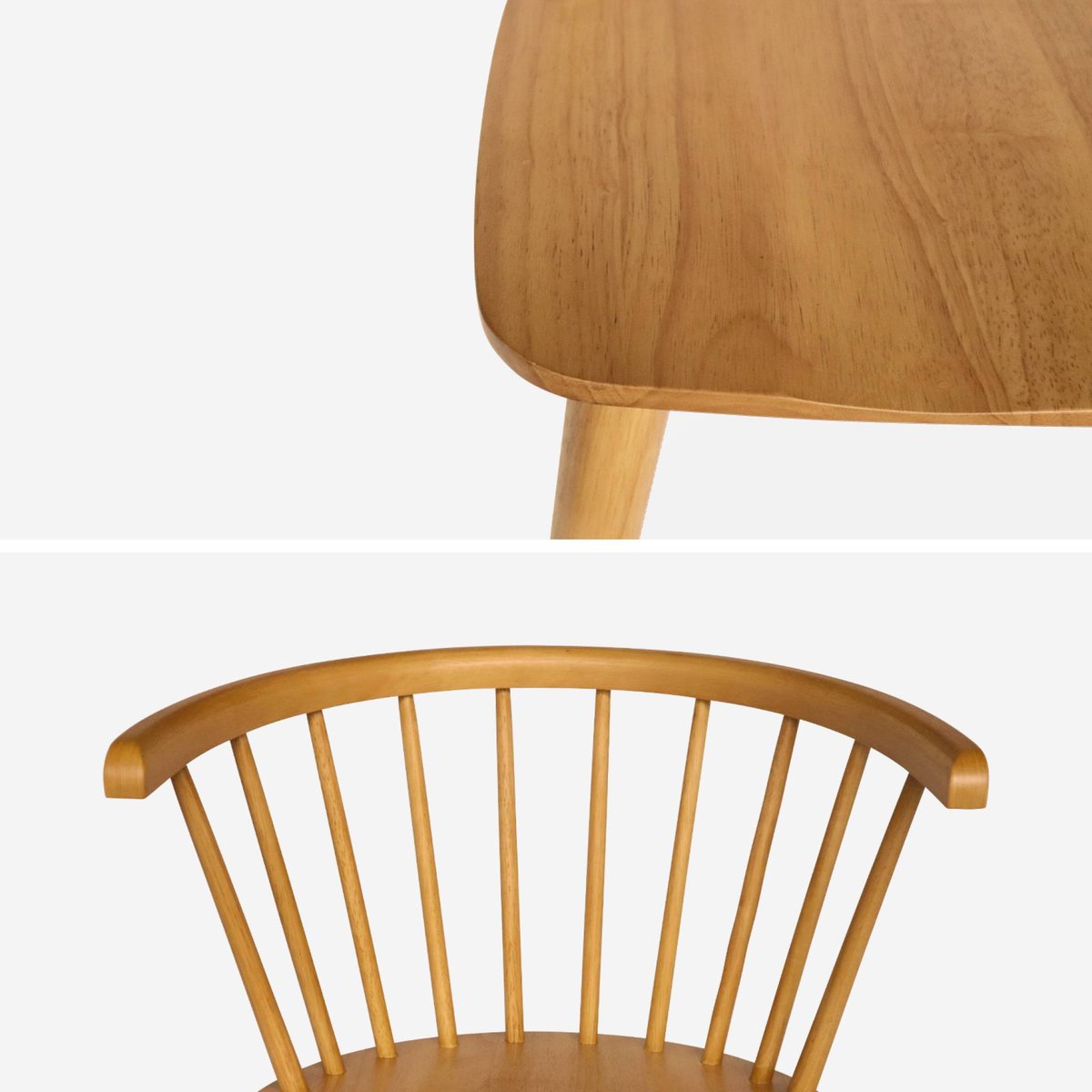 Chaise à barreaux bois d'hévéa et contreplaqué (lot de 2) PAULA naturel, SWEEEK