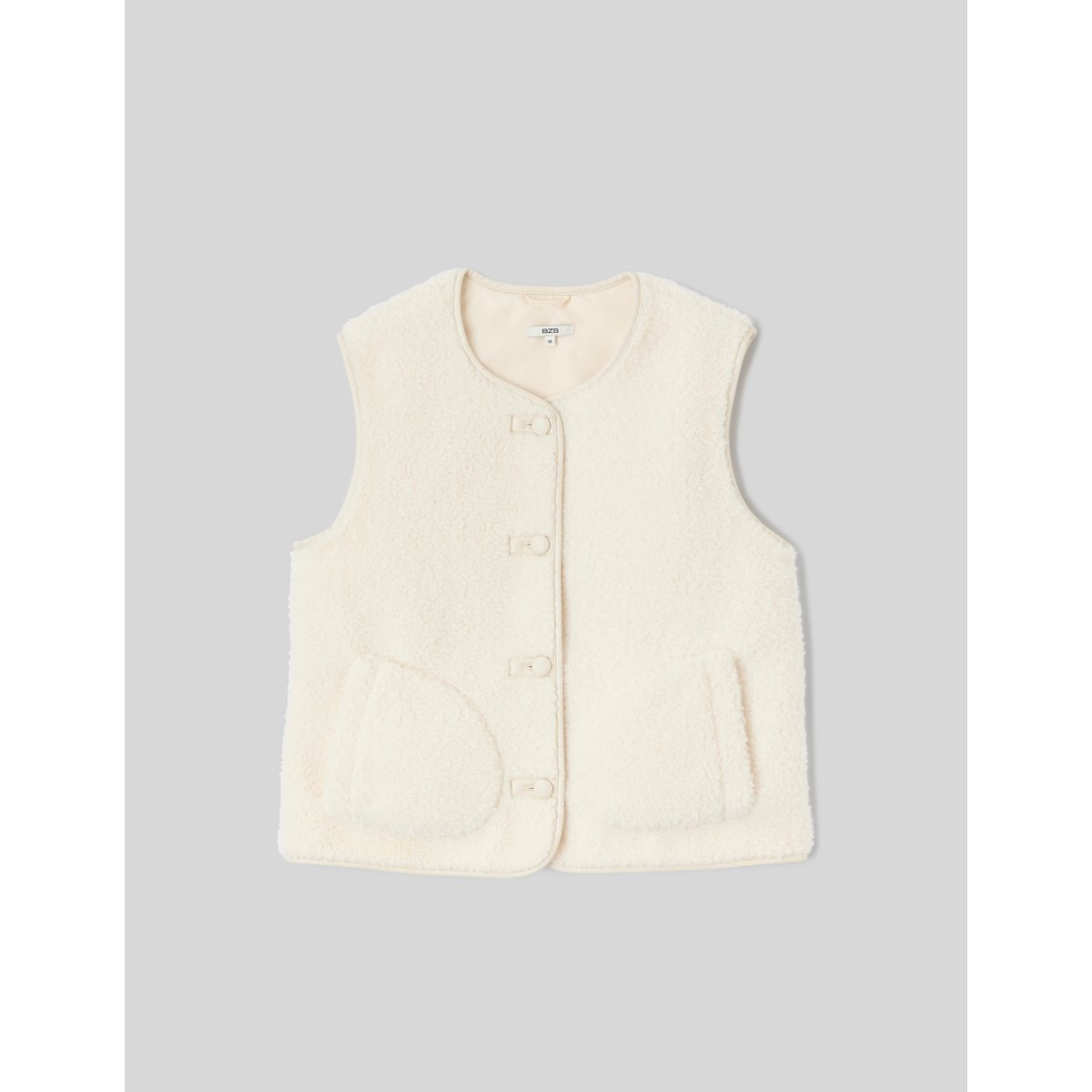 Gilet sans manches sherpa blanc écru, BZB