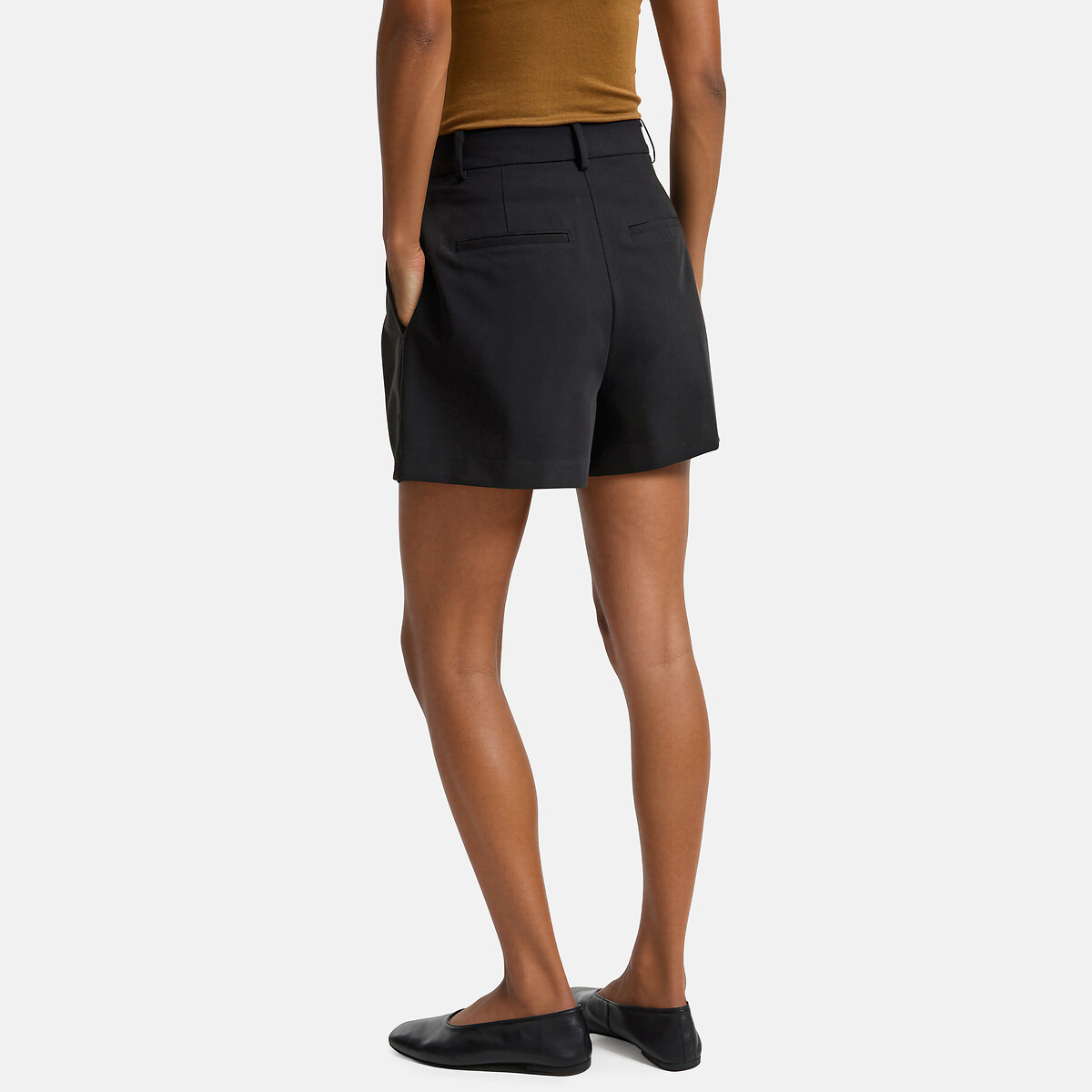 Short à pinces en polyviscose noir, LA REDOUTE COLLECTIONS