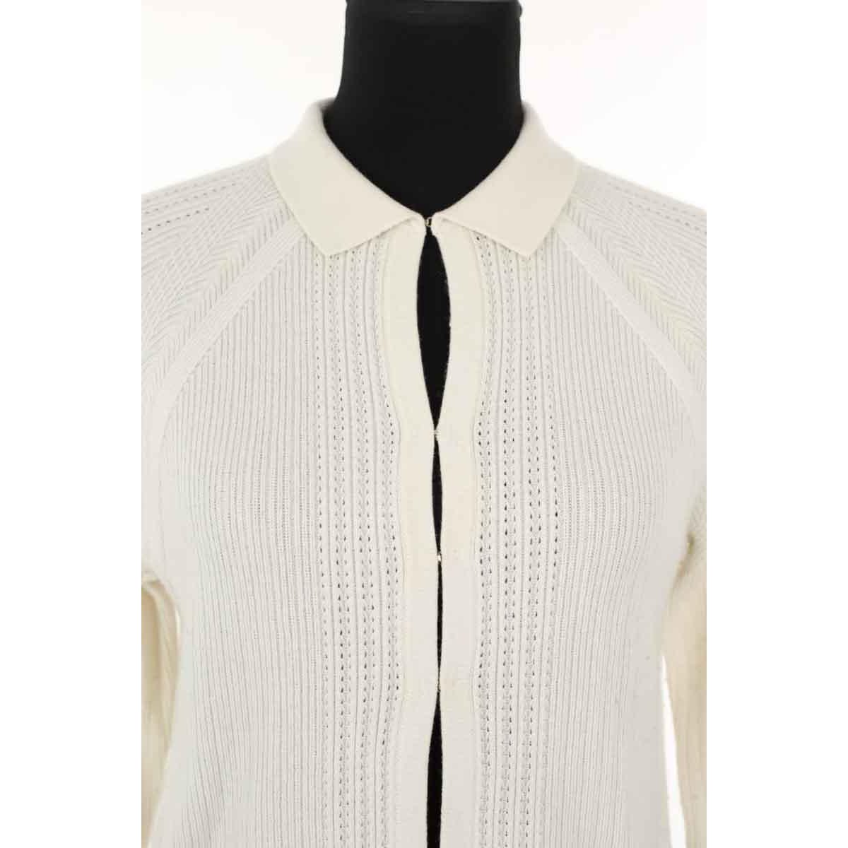 Cardigan - Très Bon État blanc, ERIC BOMPARD