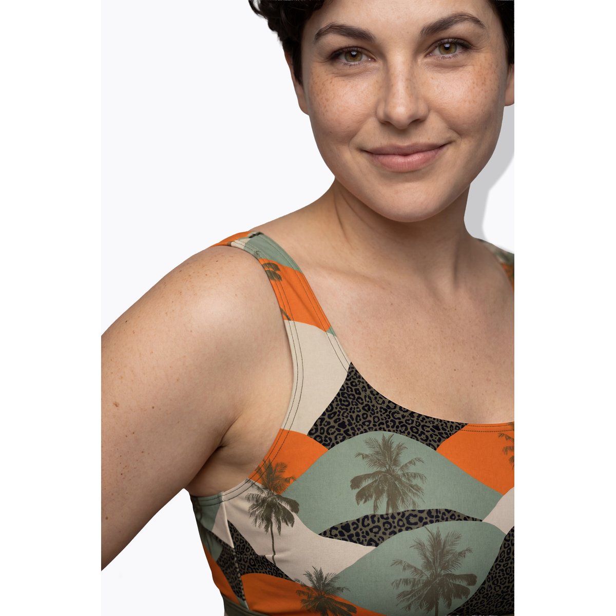 Bikini motif palmiers kaki foncé, ULLA POPKEN