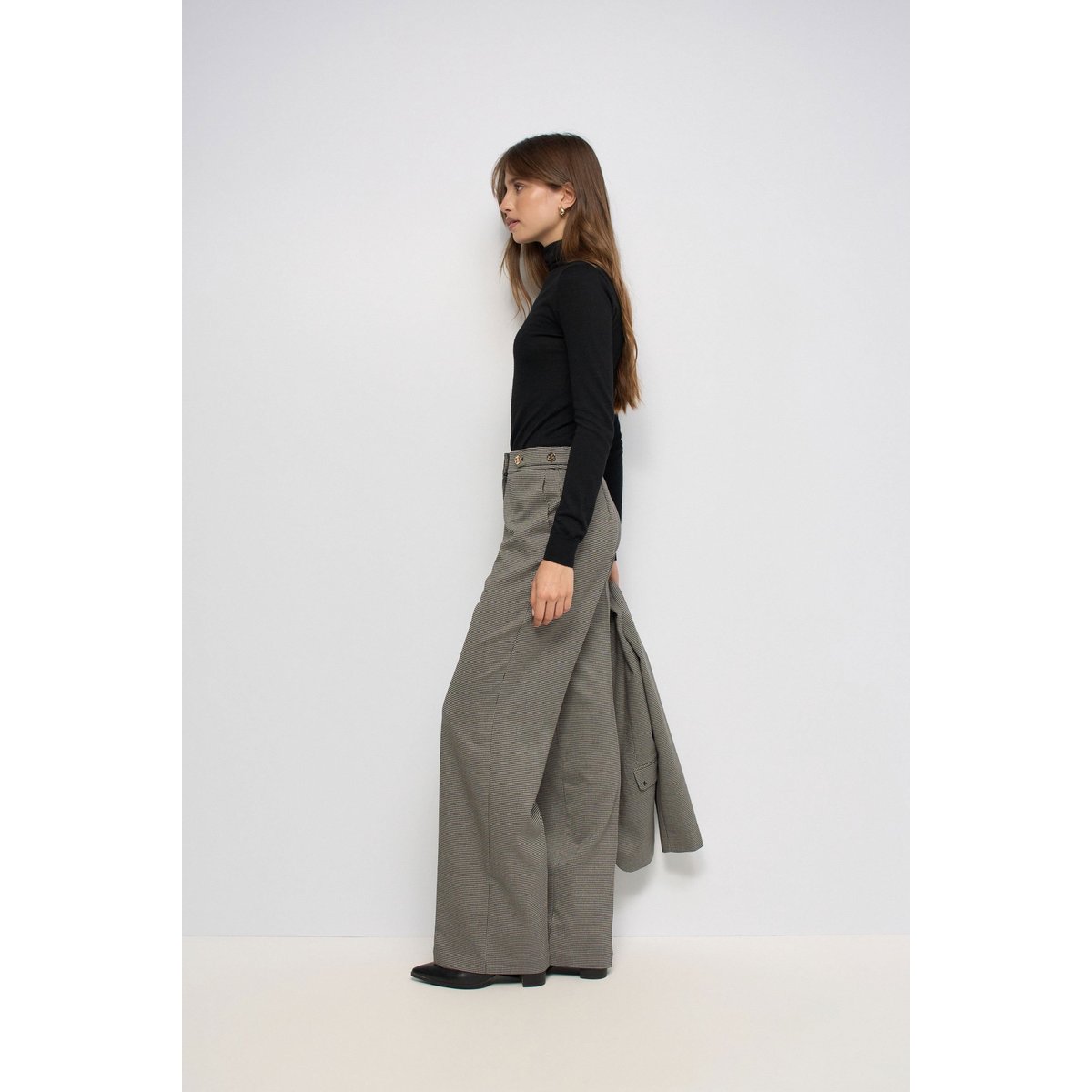 PANTALON À CARREAUX JAMBE STRAIGHT noir, SALSA JEANS