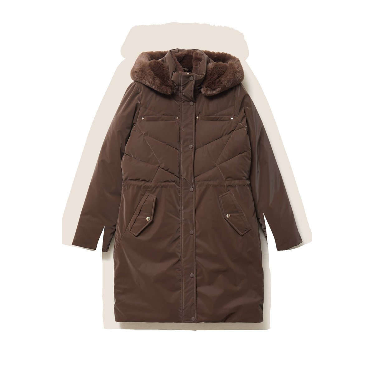 Doudoune cintrée à capuche doublée marron foncé, BREAL