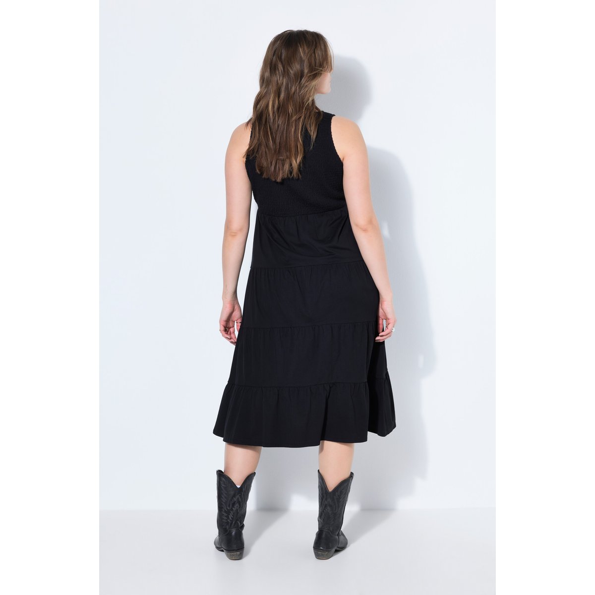 Robe maxi en jersey, ligne A noir, STUDIO UNTOLD