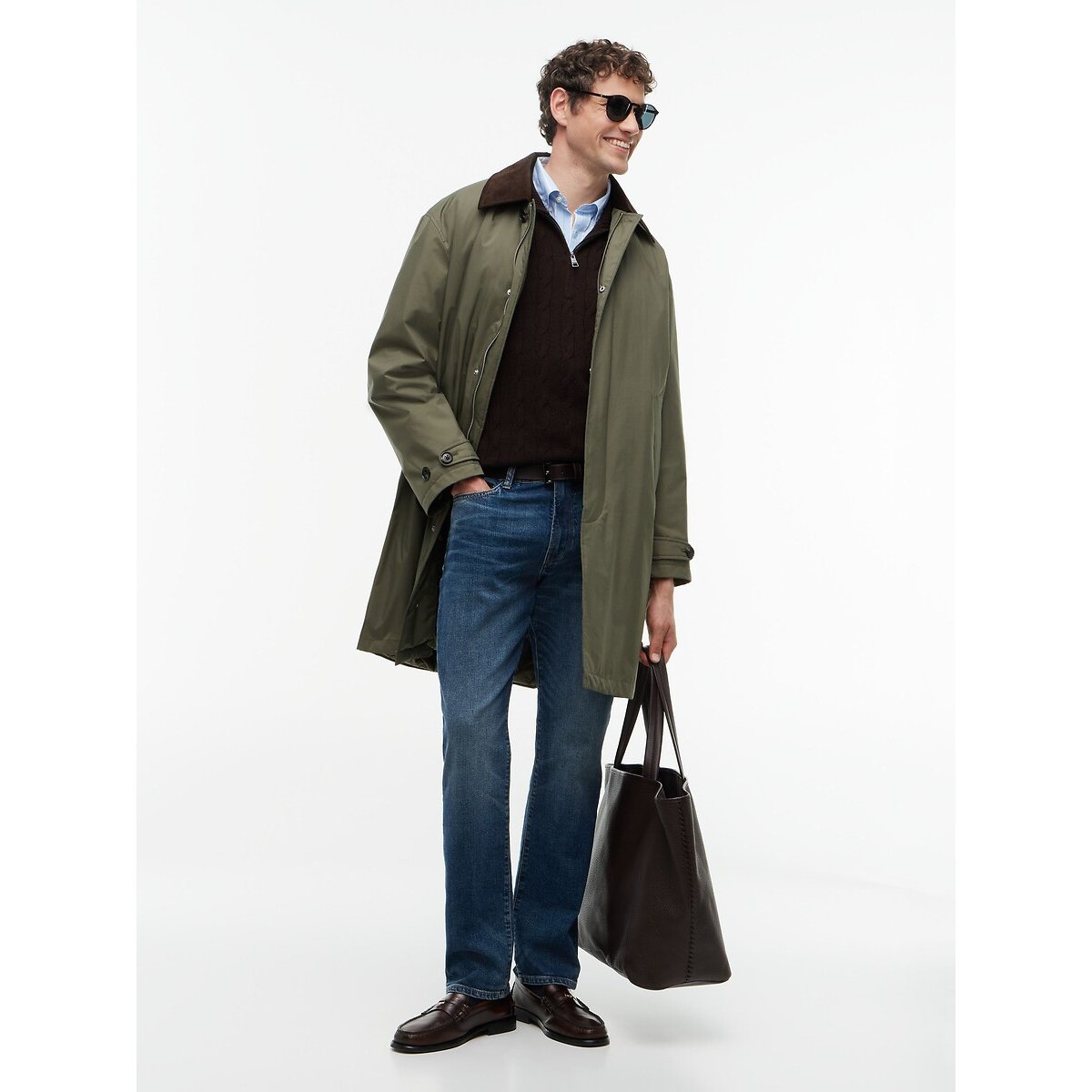 Trench col contrasté vert fougère, TOMMY HILFIGER