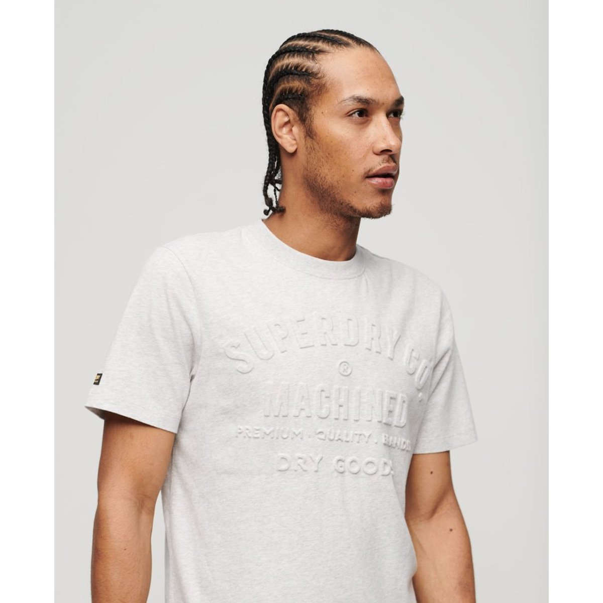 T-shirt à motif Workwear en relief gris glacier chiné, SUPERDRY