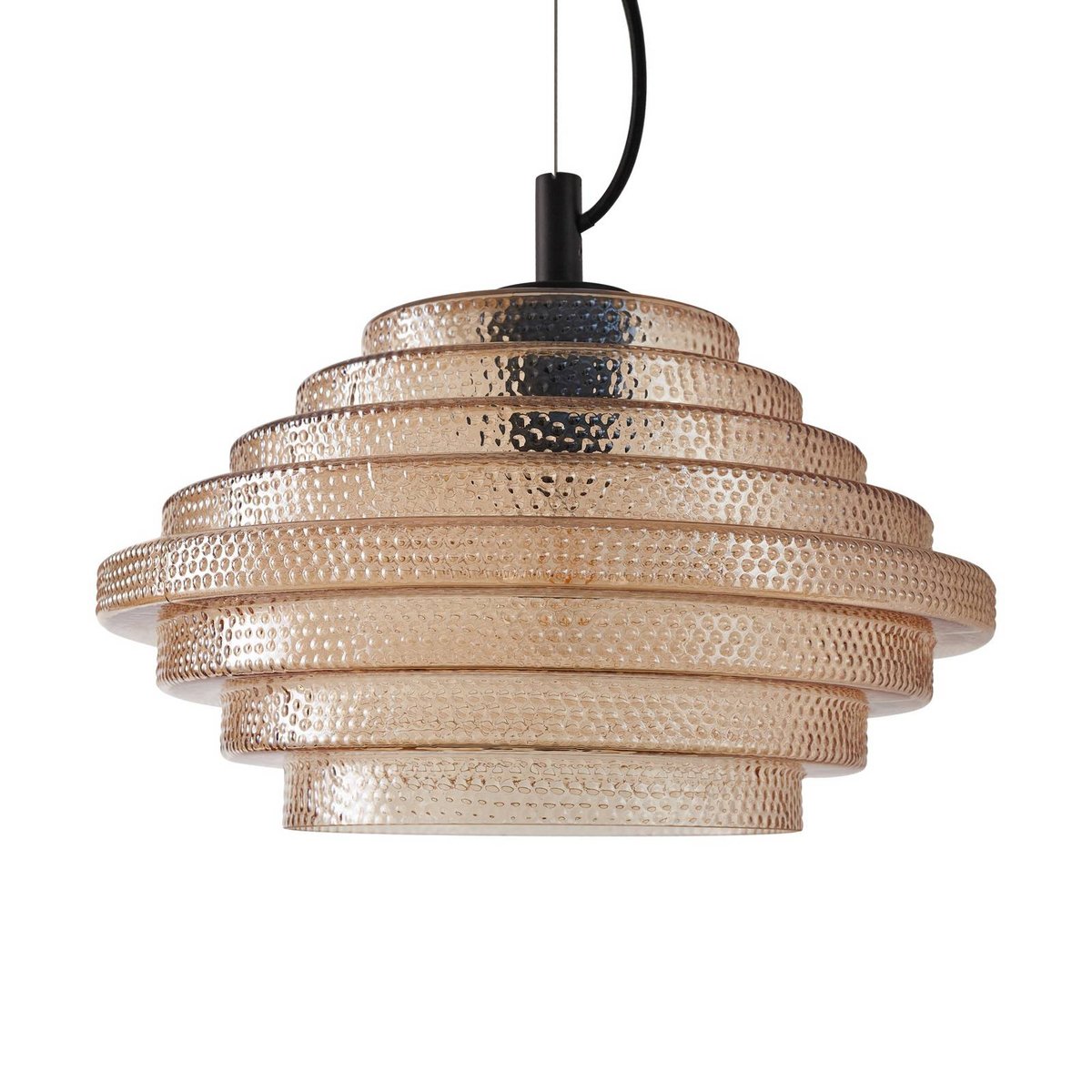 Suspension en verre moderne, Orliana ambre, noir, LINDBY