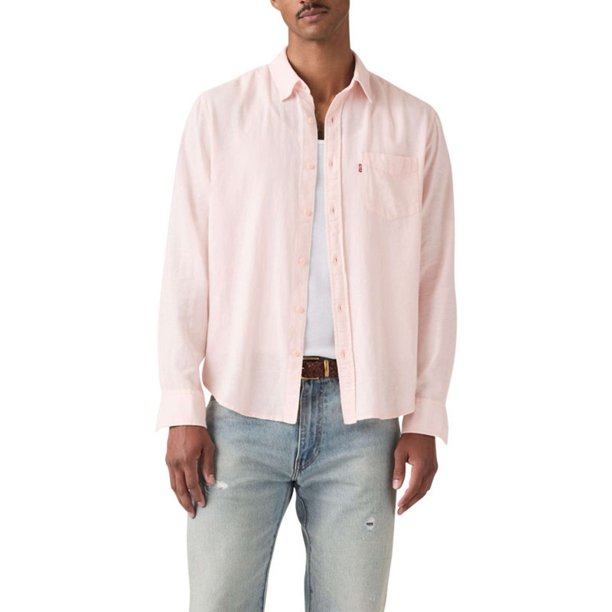 Chemise en coton rose à coupe droite pourvue d'un col à revers rose, LEVI'S