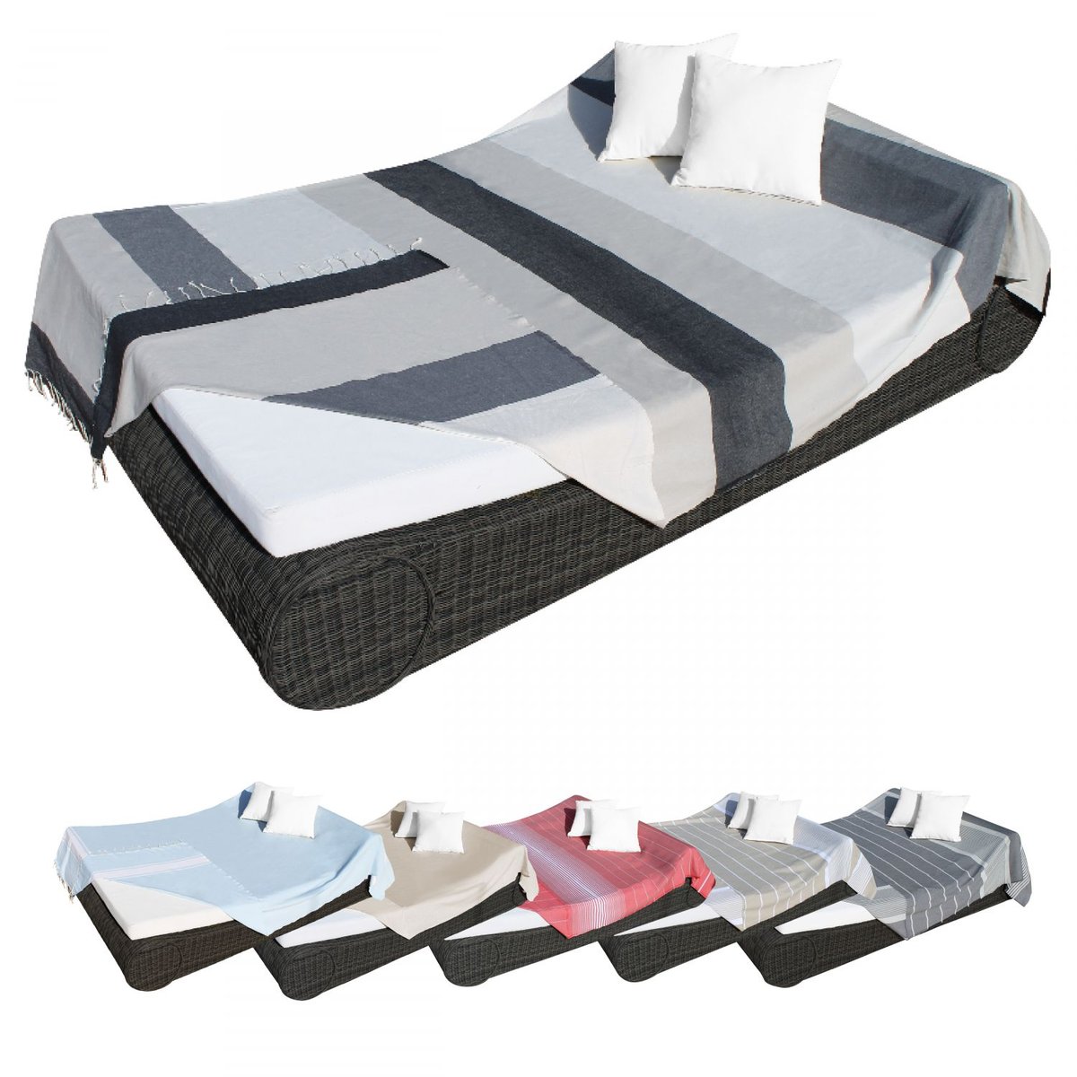 Fouta XXL 100% coton gris, VIVEZEN