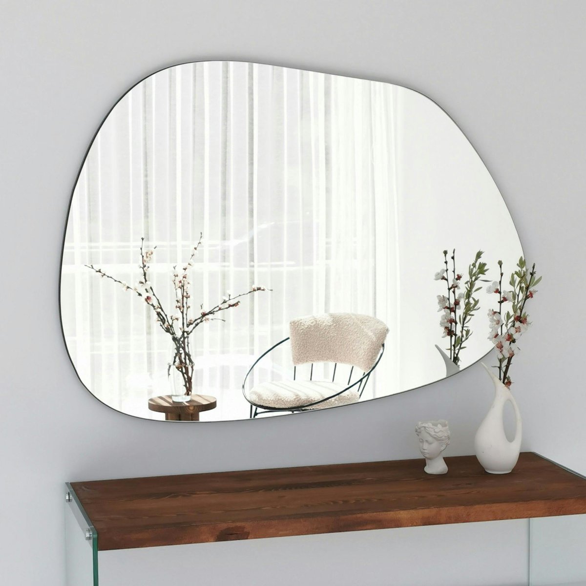 Miroir design organique 75 cm, forme libre CODY noir, PIER IMPORT