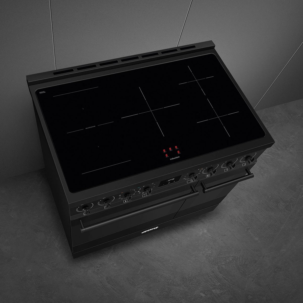 Piano de cuisson induction 5 feux 90 cm C92IP noir mat noir mat, SMEG